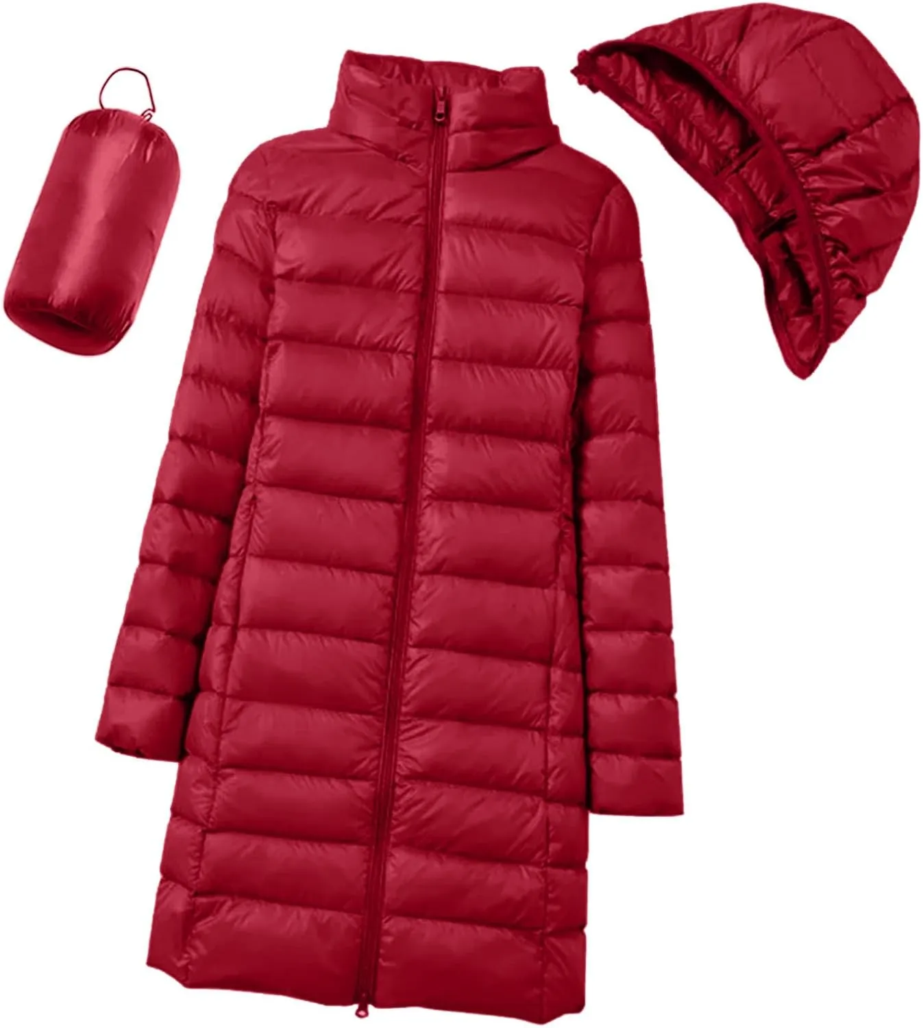 Long Puffer Jacket Women Packable Down Jacket Ultralight Parkas Jacket Maxi Water-Resistant Thicken Hooded Insulated Coat