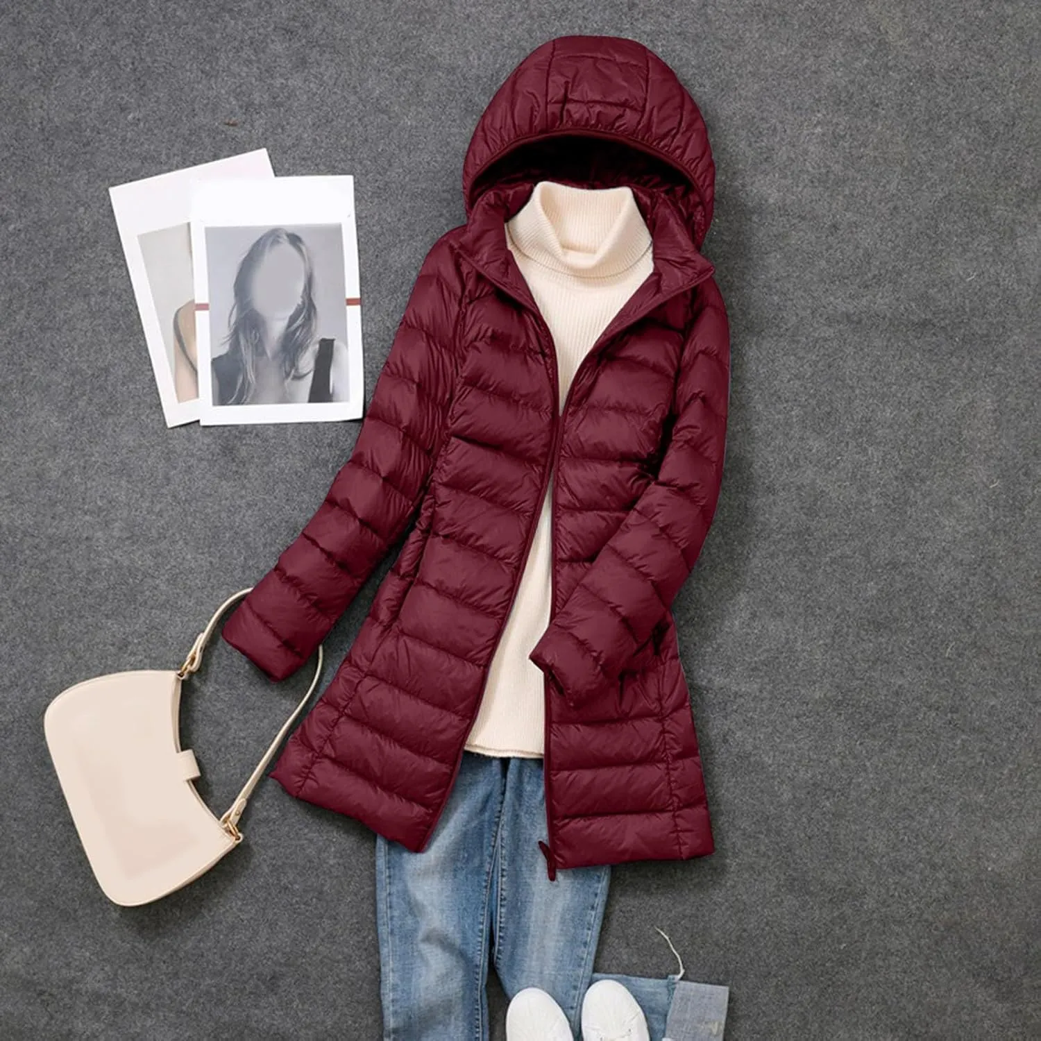 Long Puffer Jacket Women Packable Down Jacket Ultralight Parkas Jacket Maxi Water-Resistant Thicken Hooded Insulated Coat