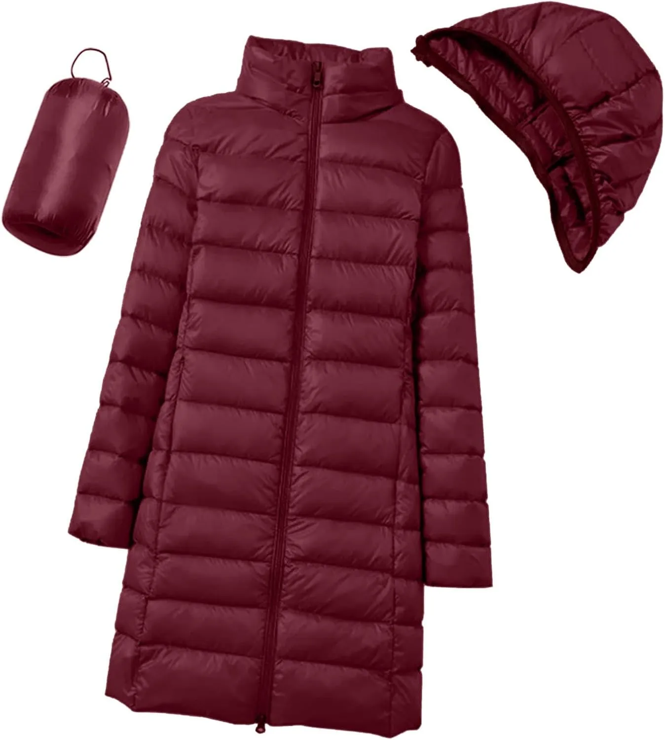 Long Puffer Jacket Women Packable Down Jacket Ultralight Parkas Jacket Maxi Water-Resistant Thicken Hooded Insulated Coat