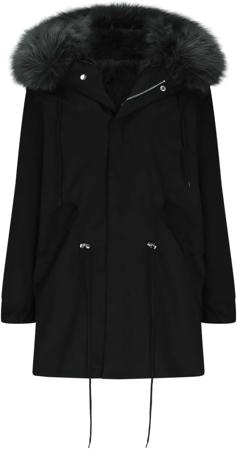 Long Winter Coats for Women Full Zip Fleece Lined Puffer Jacket Thicken Warm Hooded Parkas Outerwear with Pockets