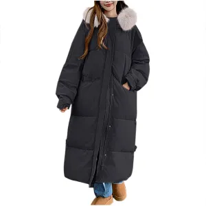 Long Winter Coats for Women Plus Size Thicken Puffer Coat Oversized Zipper down Jacket Padded Outerwear with Pockets