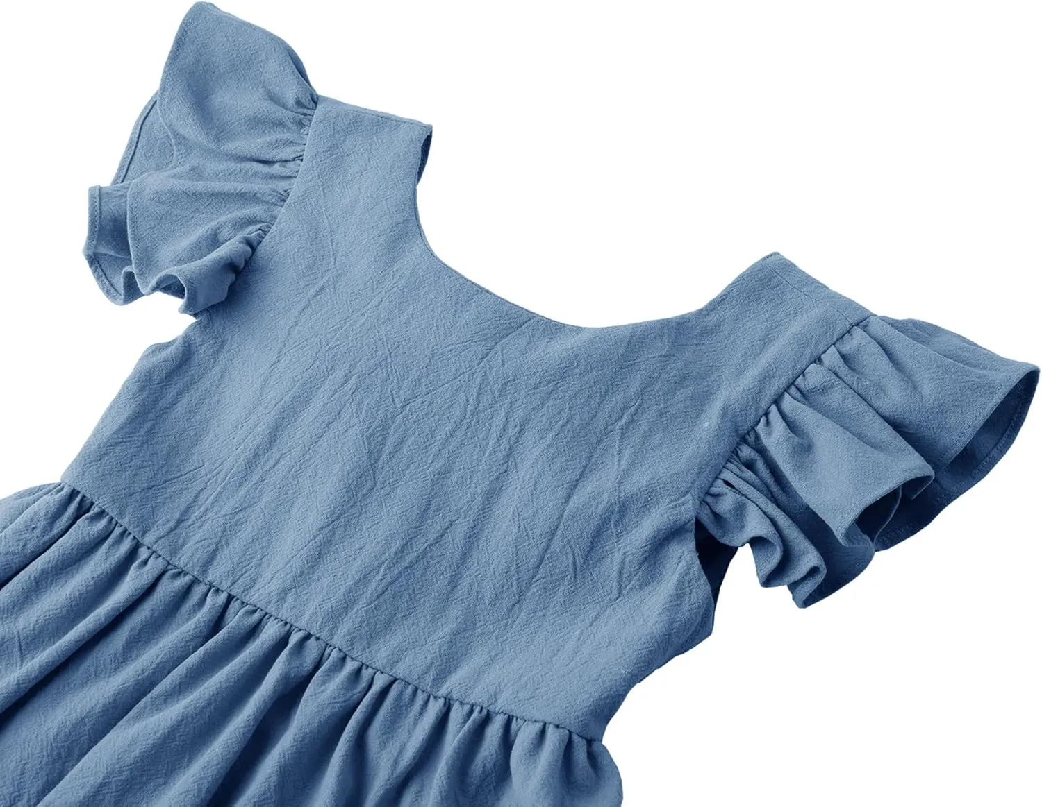 lymanchi Toddler Girls Linen Dress Ruffle Sleeveless Tie Back Halter Kid Baby Casual Dresses