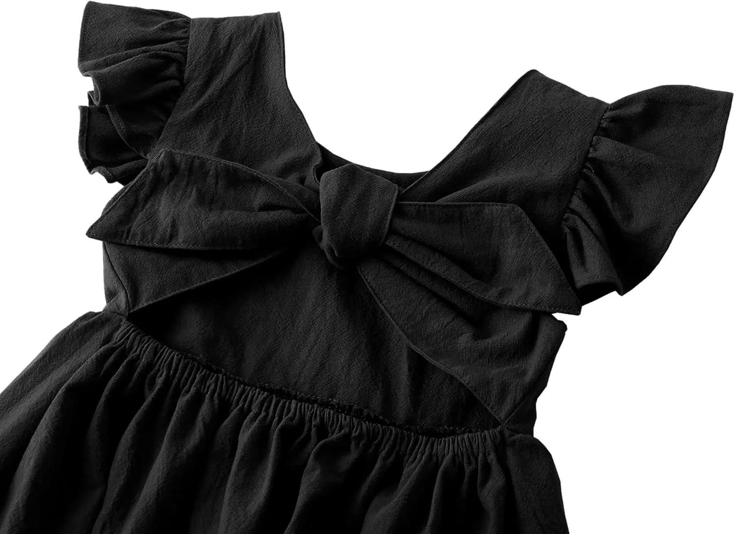 lymanchi Toddler Girls Linen Dress Ruffle Sleeveless Tie Back Halter Kid Baby Casual Dresses