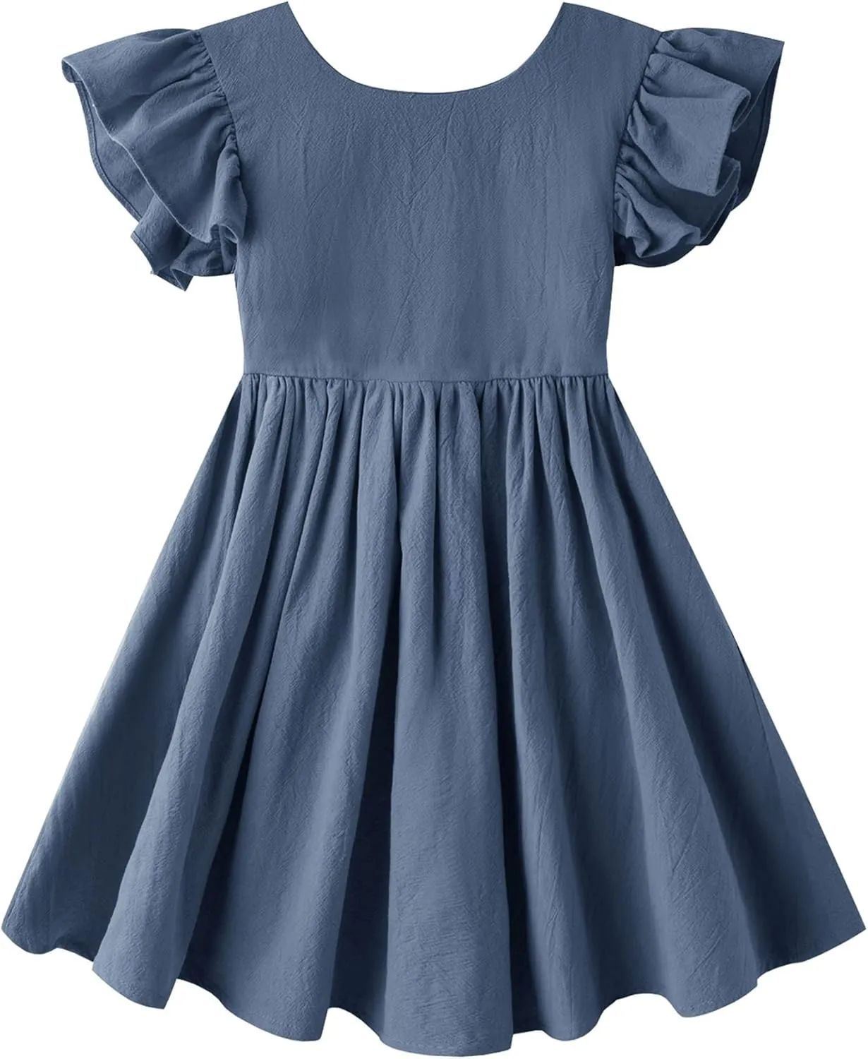 lymanchi Toddler Girls Linen Dress Ruffle Sleeveless Tie Back Halter Kid Baby Casual Dresses