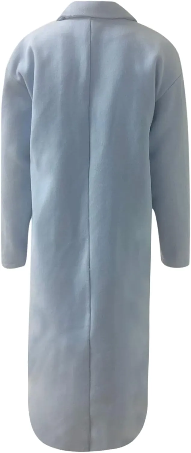 maisdgop Trench Coats for Women Classic Double Breasted Peacoat Long Sleeve Lapel Windbreaker Winter Woolen Cloth Jackets