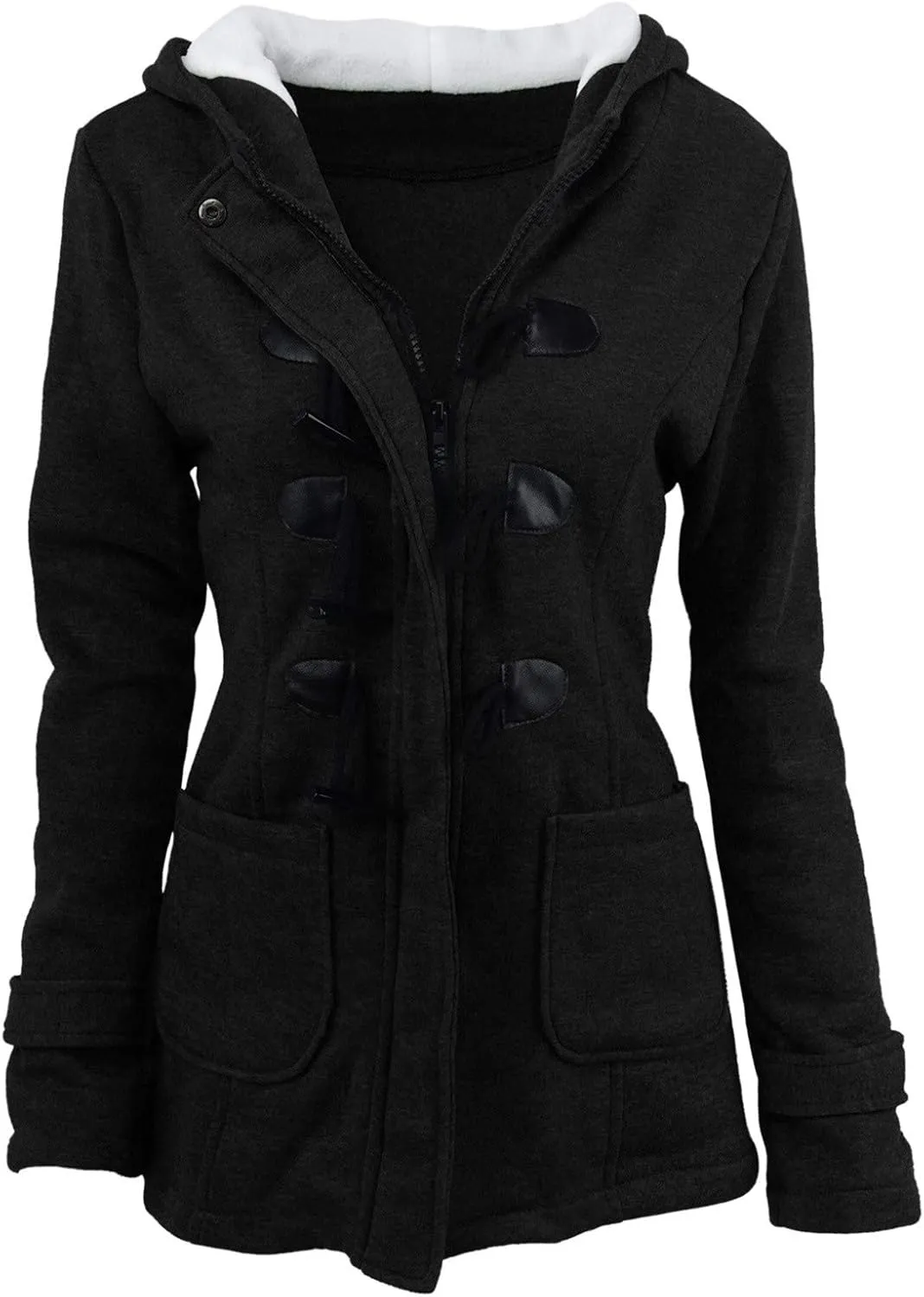 maisdgop Womens Winter Coats Mid Length Sherpa Lined Warm Heavy Jackets Thickened Windproof Outerwear With Fur Hood