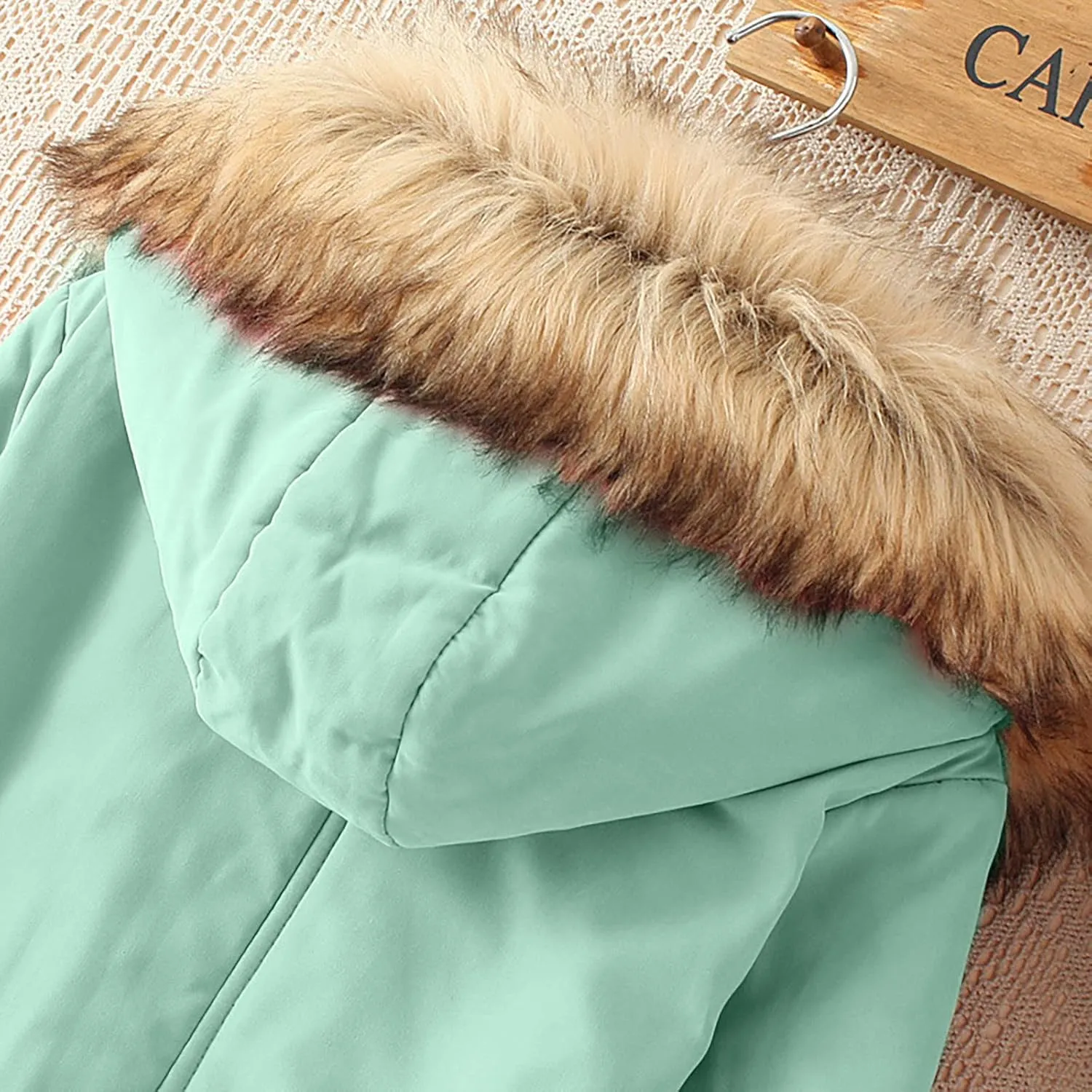 maisdgop Womens Winter Coats Mid Length Sherpa Lined Warm Heavy Jackets Thickened Windproof Outerwear With Fur Hood
