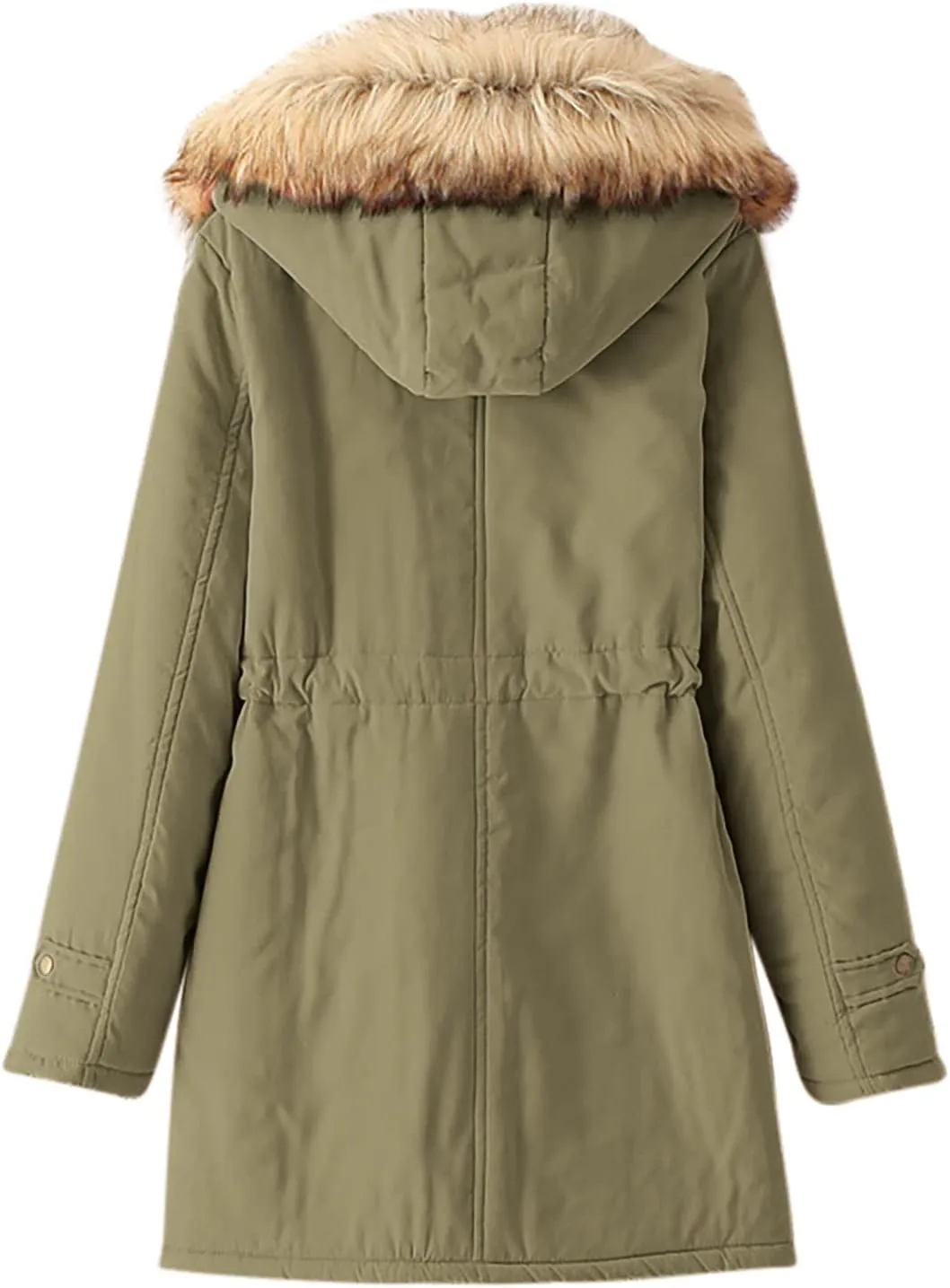 maisdgop Womens Winter Coats Mid Length Sherpa Lined Warm Heavy Jackets Thickened Windproof Outerwear With Fur Hood