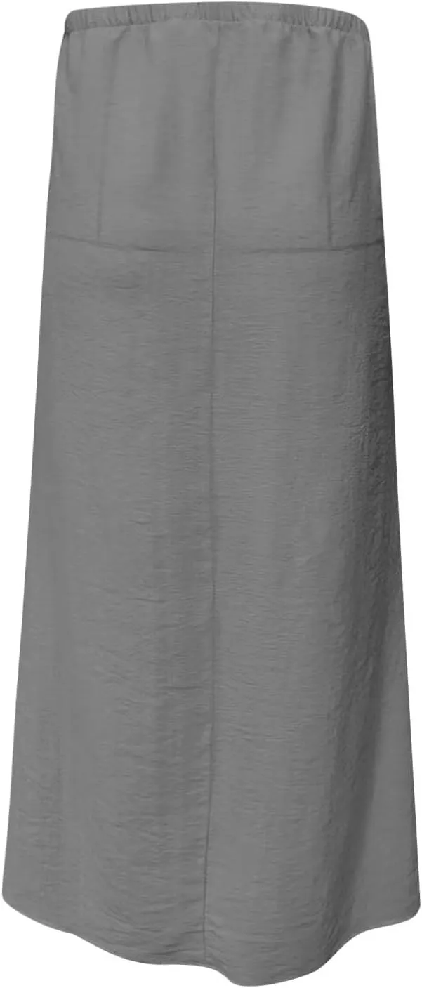 Maxi Skirts for Women 2025 Summer Boho Flowy Skirt Comfy Drawstring Elastic Waist Beach Vacation Long Skirts