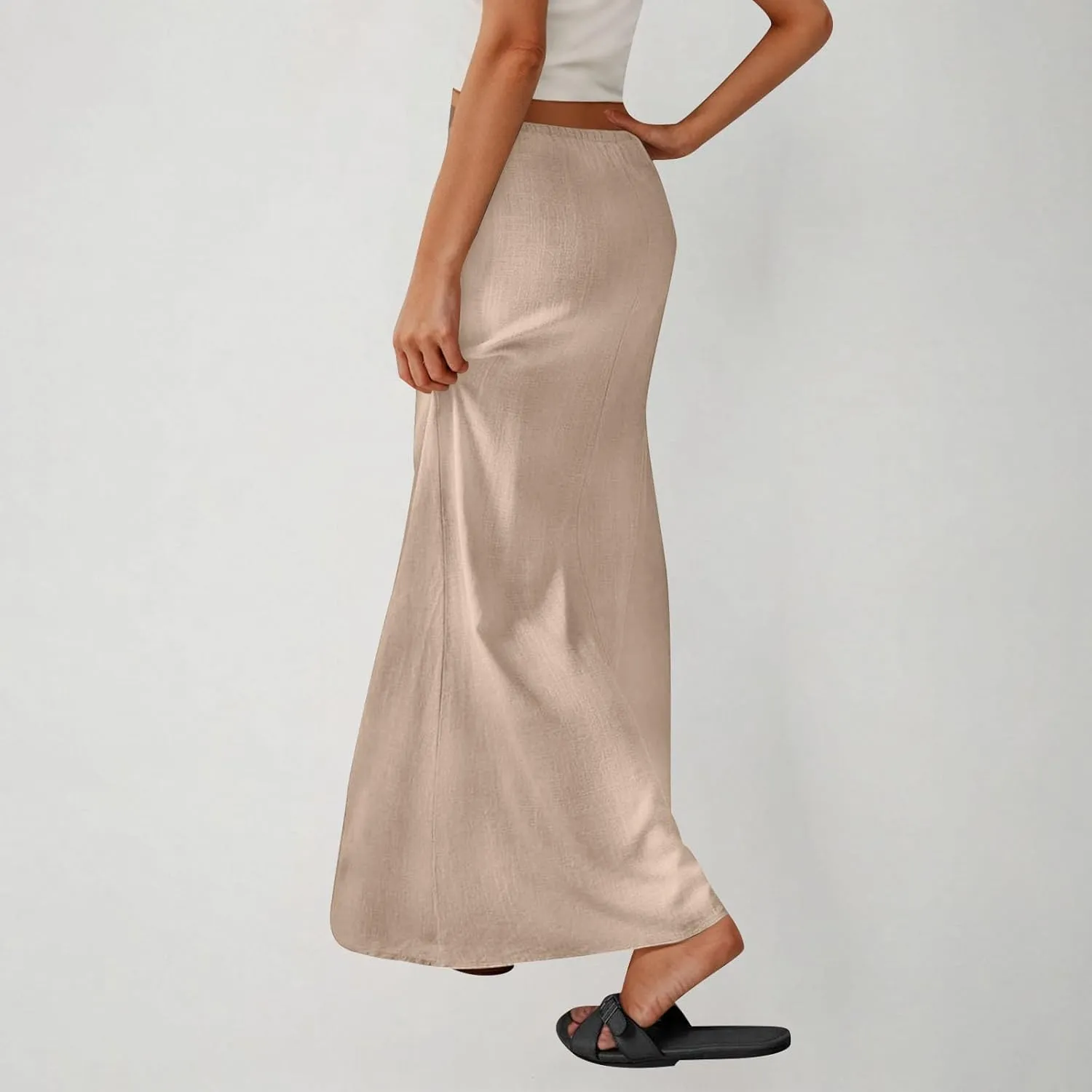 Maxi Skirts for Women 2025 Summer Boho Flowy Skirt Comfy Drawstring Elastic Waist Beach Vacation Long Skirts