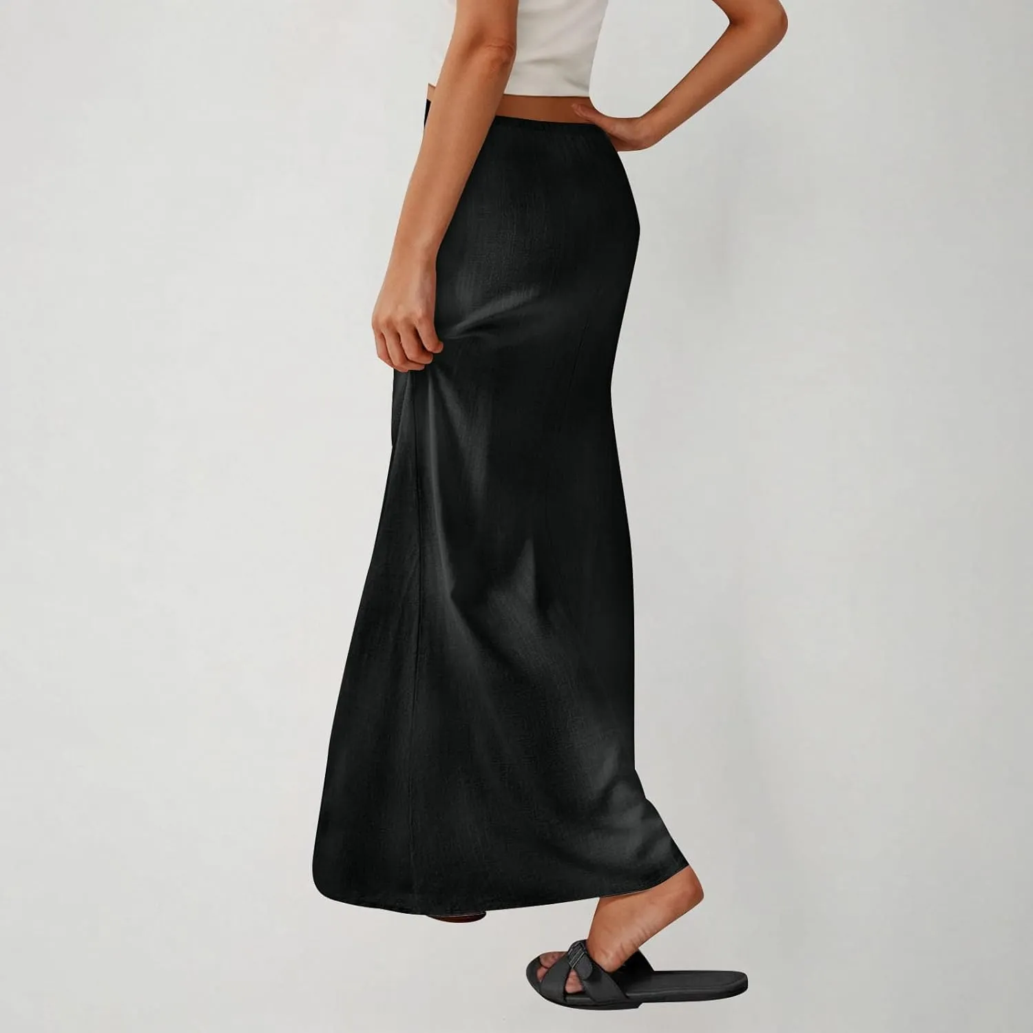 Maxi Skirts for Women 2025 Summer Boho Flowy Skirt Comfy Drawstring Elastic Waist Beach Vacation Long Skirts