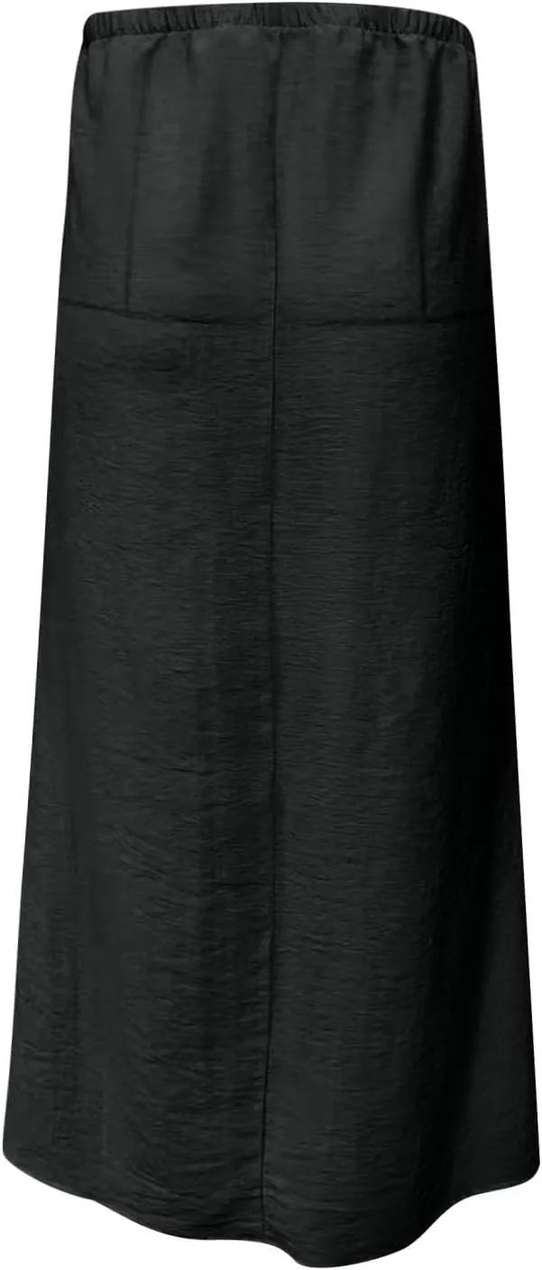 Maxi Skirts for Women 2025 Summer Boho Flowy Skirt Comfy Drawstring Elastic Waist Beach Vacation Long Skirts