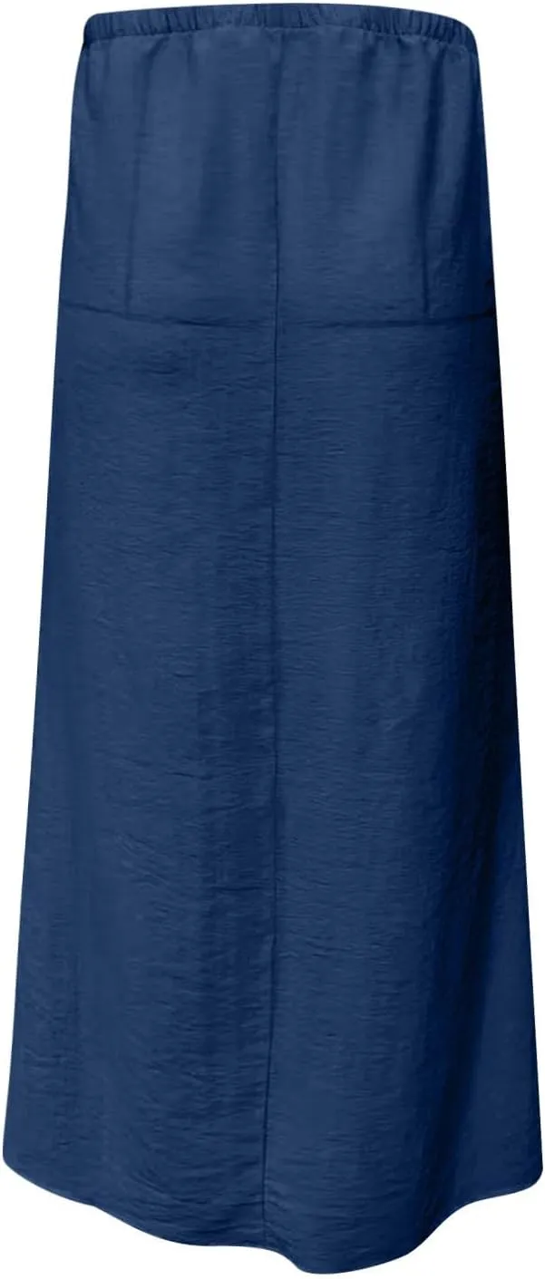 Maxi Skirts for Women 2025 Summer Boho Flowy Skirt Comfy Drawstring Elastic Waist Beach Vacation Long Skirts