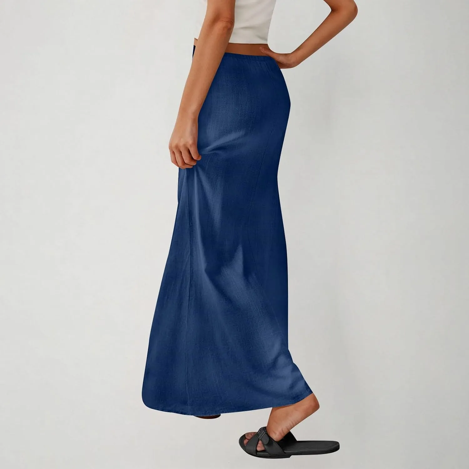 Maxi Skirts for Women 2025 Summer Boho Flowy Skirt Comfy Drawstring Elastic Waist Beach Vacation Long Skirts