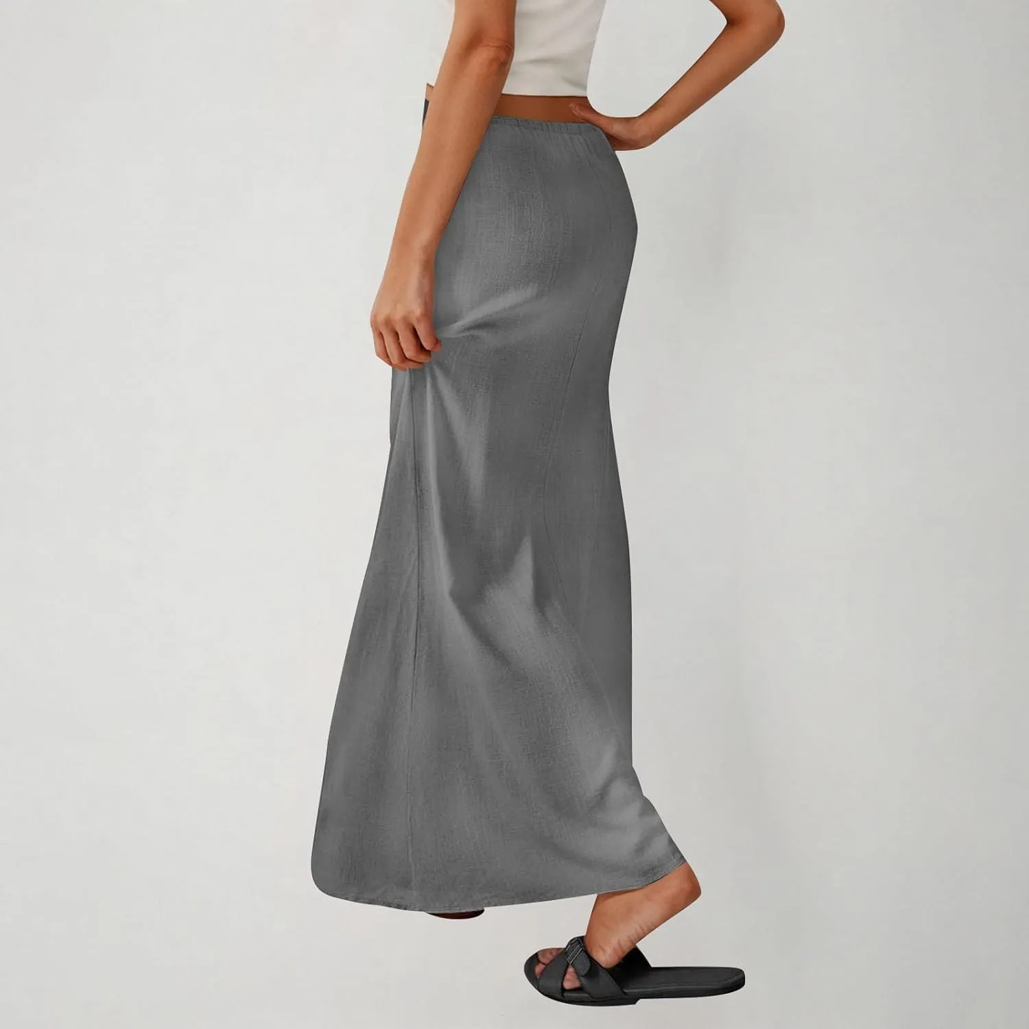 Maxi Skirts for Women 2025 Summer Boho Flowy Skirt Comfy Drawstring Elastic Waist Beach Vacation Long Skirts