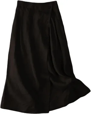 Maxi Skirts for Women Trendy A Line Solid Elastic Waist Button Skirts for Women Boho Flowy Vacation Skirt