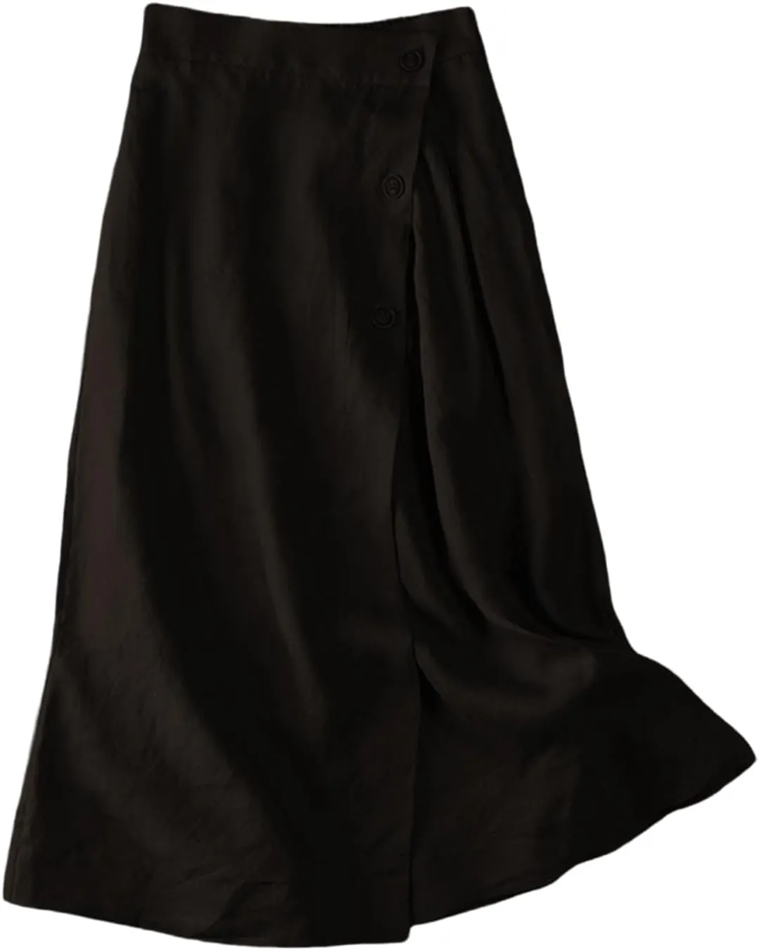 Maxi Skirts for Women Trendy A Line Solid Elastic Waist Button Skirts for Women Boho Flowy Vacation Skirt