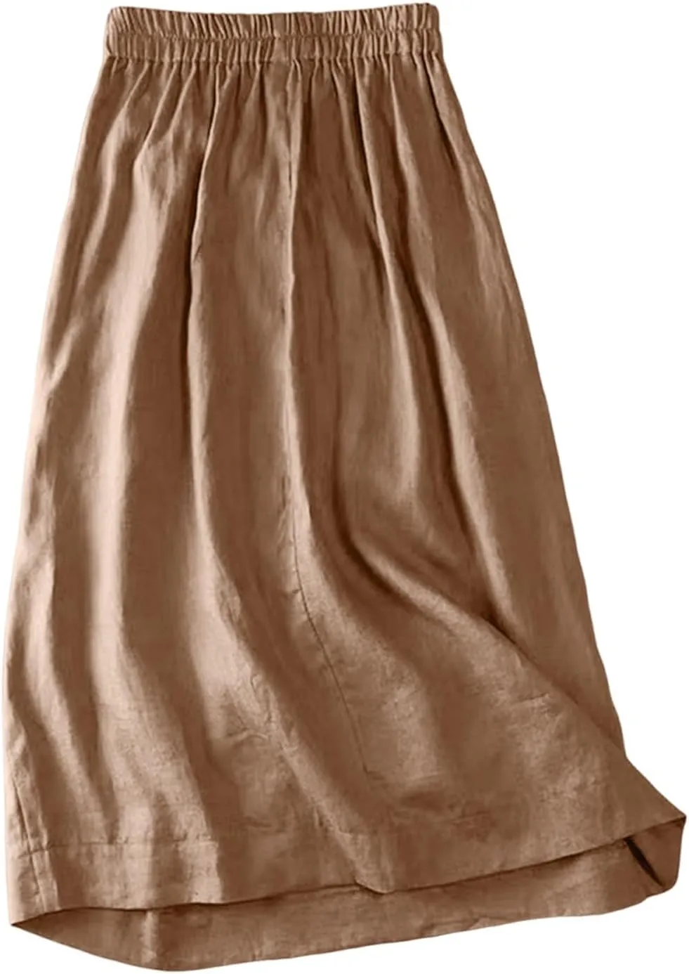 Maxi Skirts for Women Trendy A Line Solid Elastic Waist Button Skirts for Women Boho Flowy Vacation Skirt