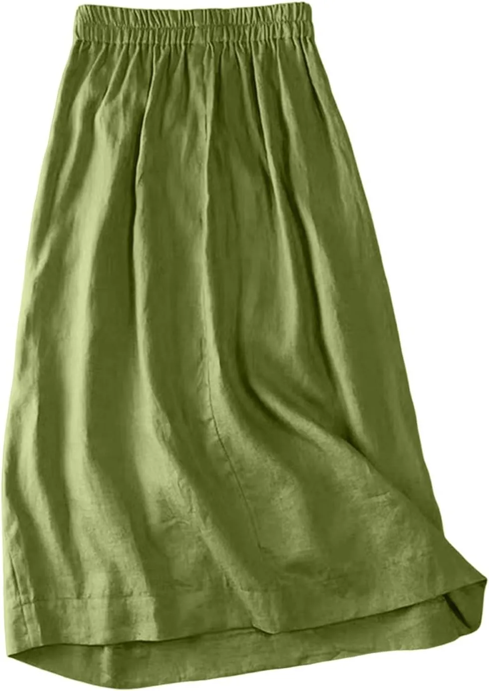 Maxi Skirts for Women Trendy A Line Solid Elastic Waist Button Skirts for Women Boho Flowy Vacation Skirt