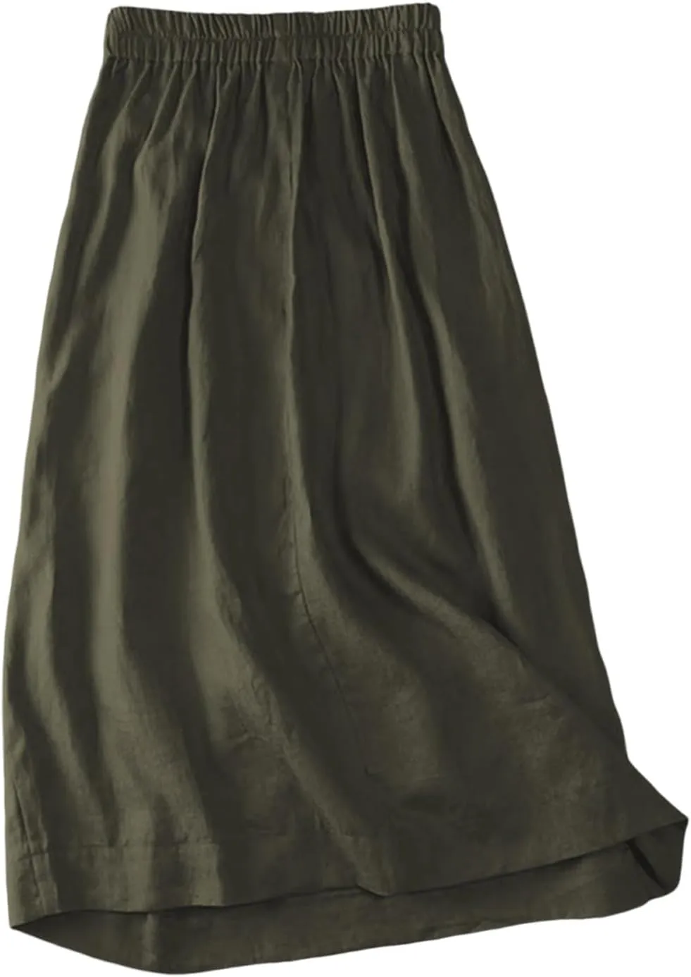 Maxi Skirts for Women Trendy A Line Solid Elastic Waist Button Skirts for Women Boho Flowy Vacation Skirt