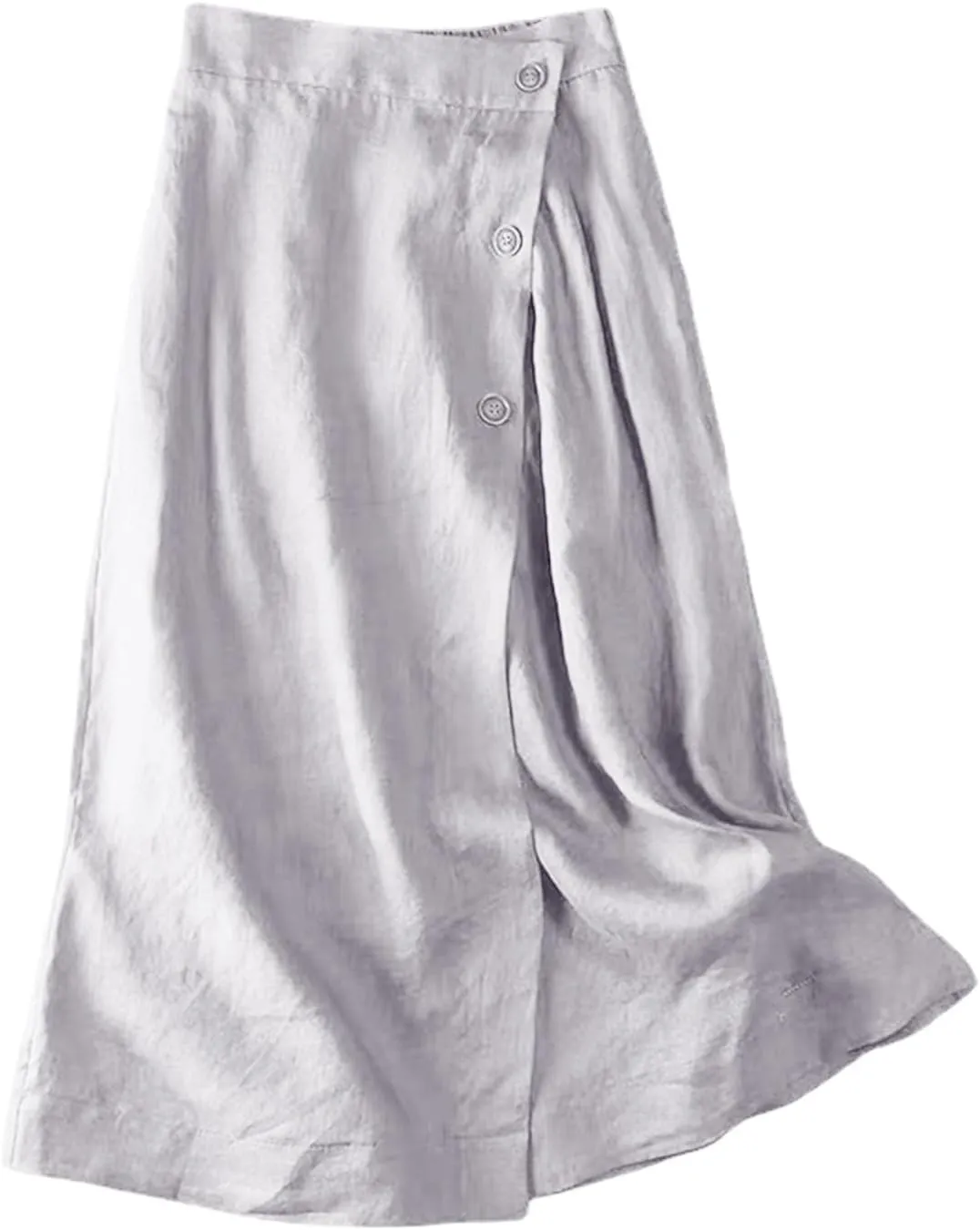 Maxi Skirts for Women Trendy A Line Solid Elastic Waist Button Skirts for Women Boho Flowy Vacation Skirt