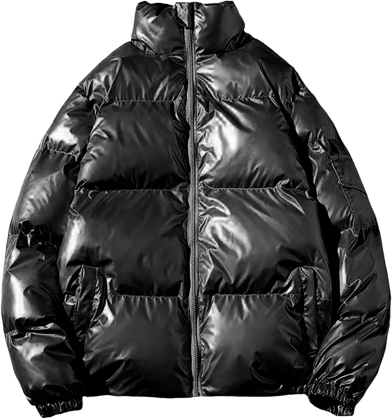 Men Winter Puffer Jacket Zip Up Warm Down Coat Casual Fashion Lightweight Stand Collar Jackets Thicken Snowboard Coat