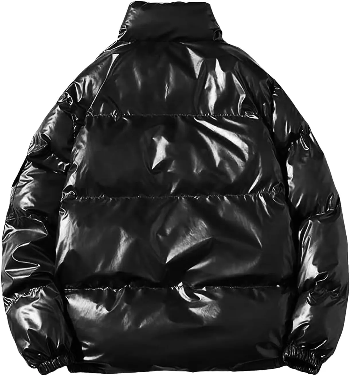 Men Winter Puffer Jacket Zip Up Warm Down Coat Casual Fashion Lightweight Stand Collar Jackets Thicken Snowboard Coat