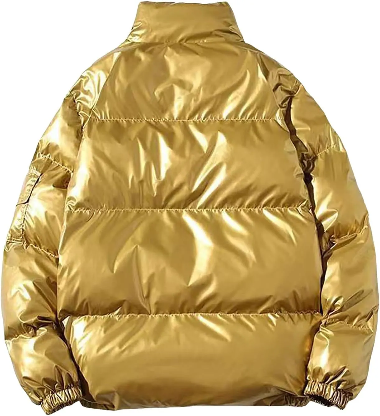 Men Winter Puffer Jacket Zip Up Warm Down Coat Casual Fashion Lightweight Stand Collar Jackets Thicken Snowboard Coat