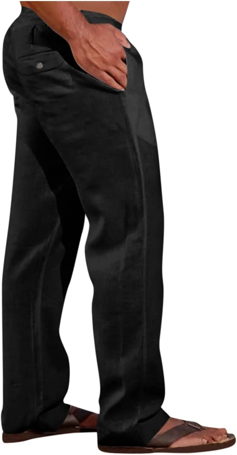 Mens Casual Cargo Pants Elastic Waist Stretch Drawstring Relaxed Fit Tactical Work Joggers Pants, S-5XL
