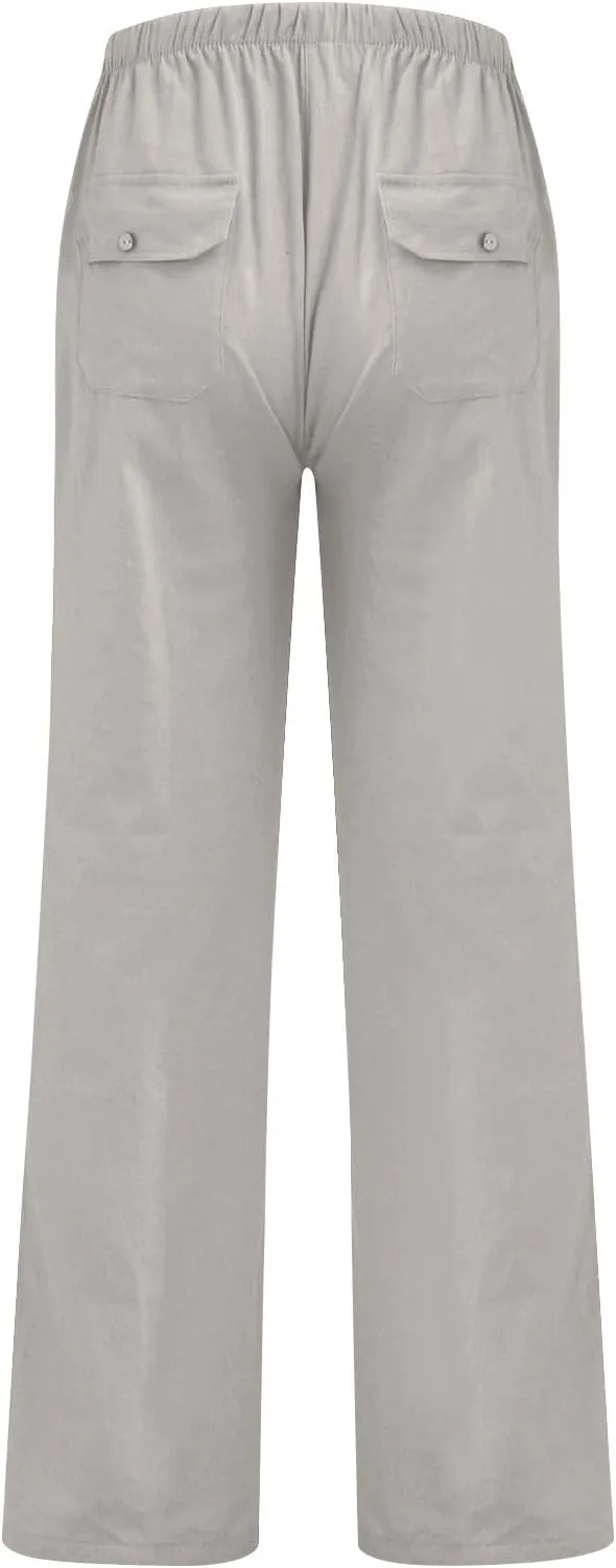 Mens Casual Cargo Pants Elastic Waist Stretch Drawstring Relaxed Fit Tactical Work Joggers Pants, S-5XL