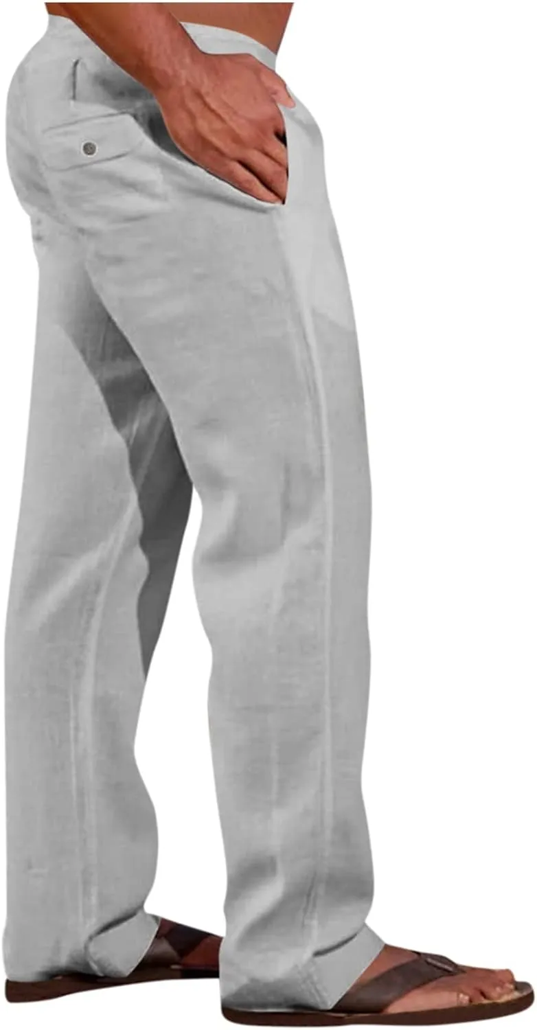 Mens Casual Cargo Pants Elastic Waist Stretch Drawstring Relaxed Fit Tactical Work Joggers Pants, S-5XL