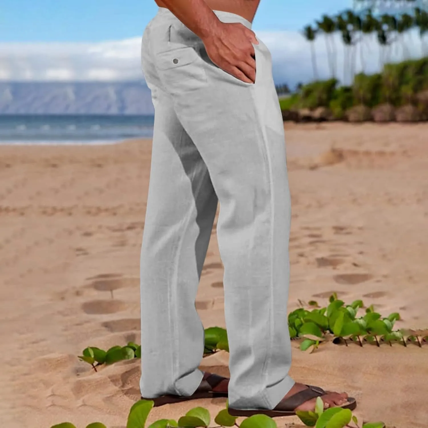 Mens Casual Cargo Pants Elastic Waist Stretch Drawstring Relaxed Fit Tactical Work Joggers Pants, S-5XL