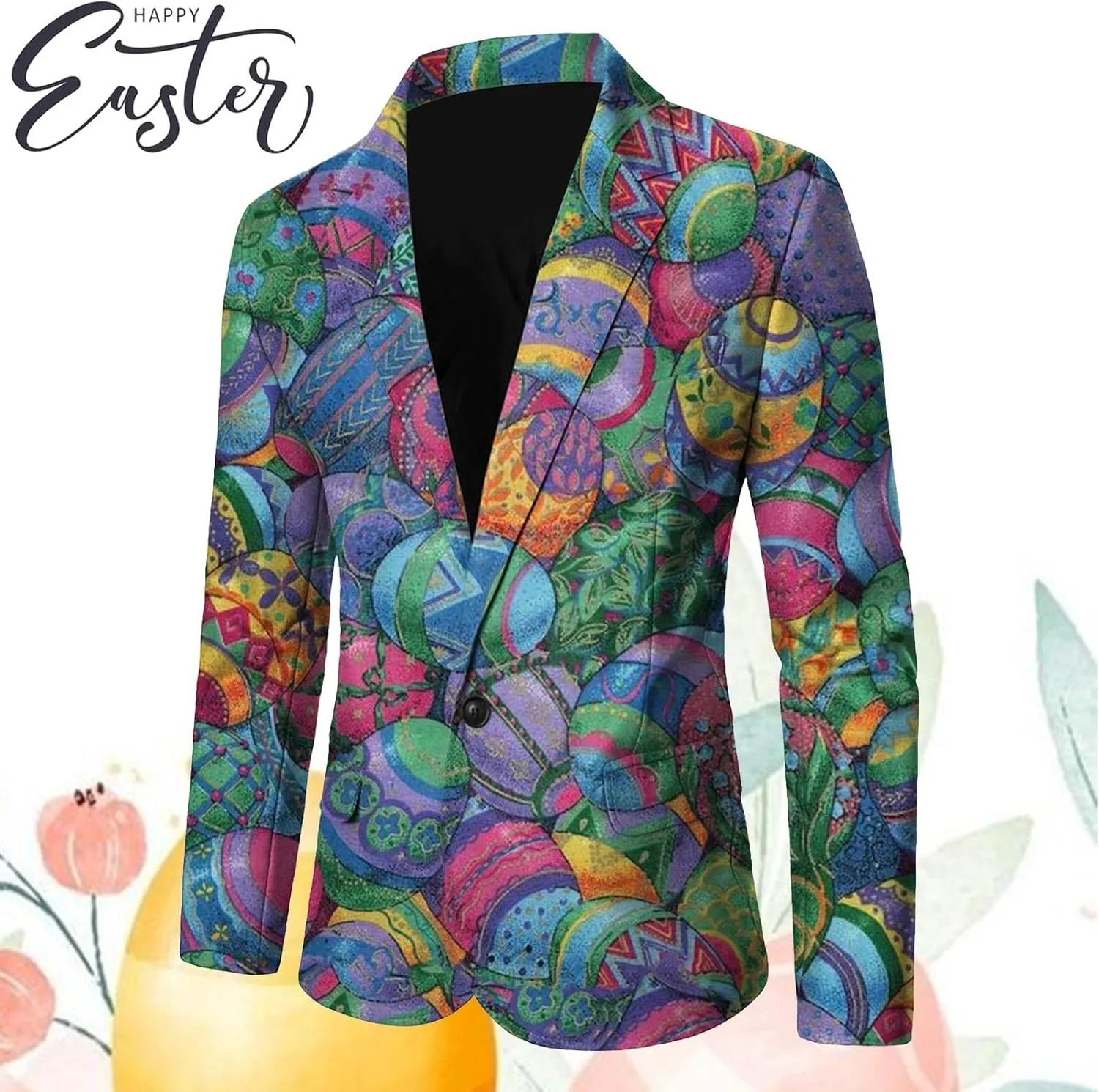Men's Easter Bunny Egg Blazer Slim Fit Suit Birthday Wedding Party Tuxedo Suits Jacket Coats Lightweight Office Outwear