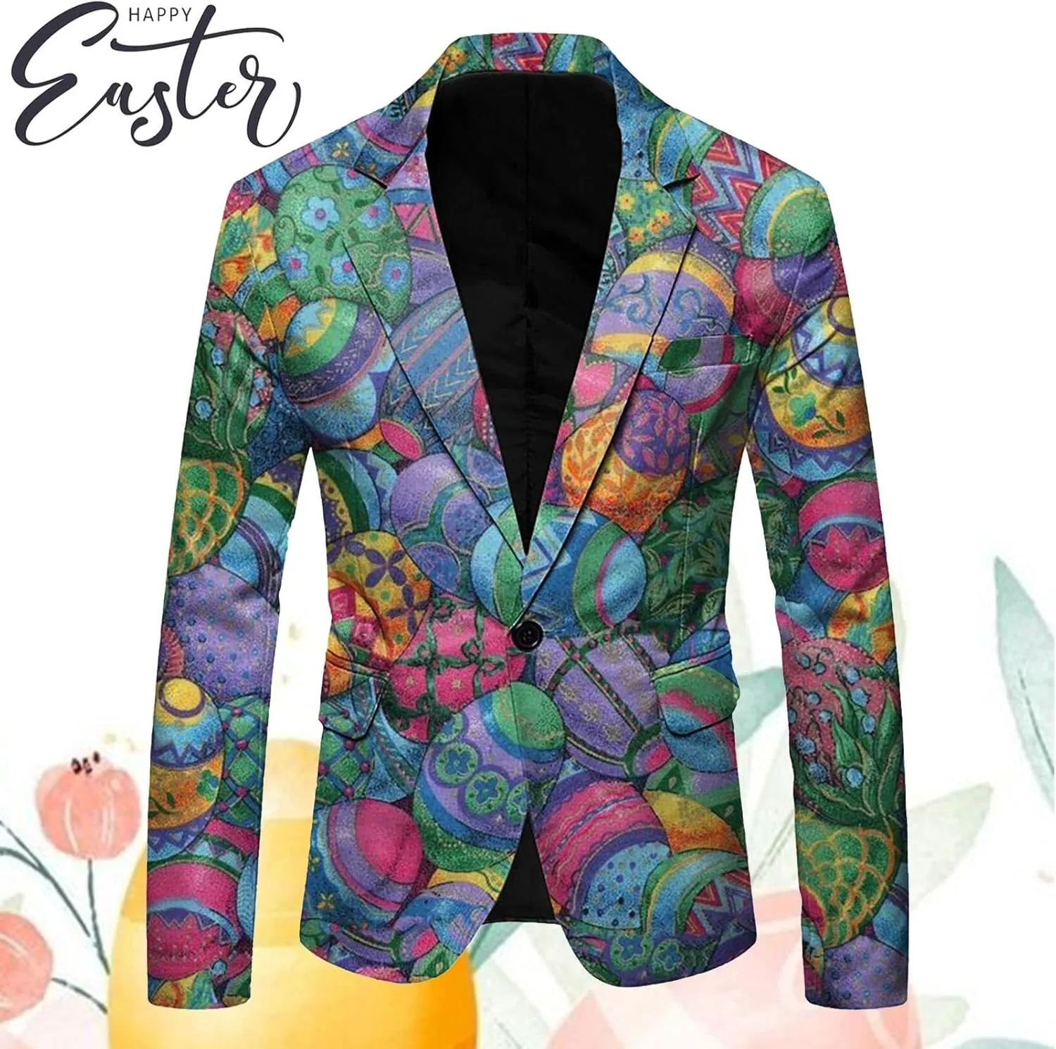 Men's Easter Bunny Egg Blazer Slim Fit Suit Birthday Wedding Party Tuxedo Suits Jacket Coats Lightweight Office Outwear