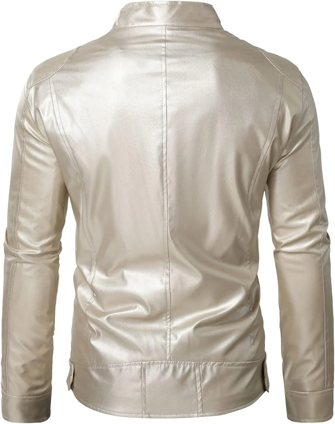 Mens Faux Leather Jacket Vintage Full Zip Vegan Faux Leather Jackets Snap Collar PU Pleather Bomber Coats Big & Tall