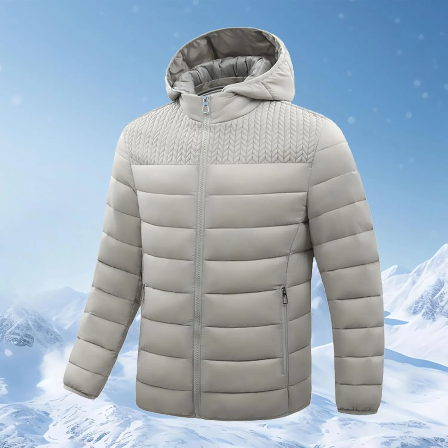 Mens Hooded Puffer Jackets Down Jacket Thick Winter Packable Down Jacket Windproof Warm Quilted Insulated Padded Coat