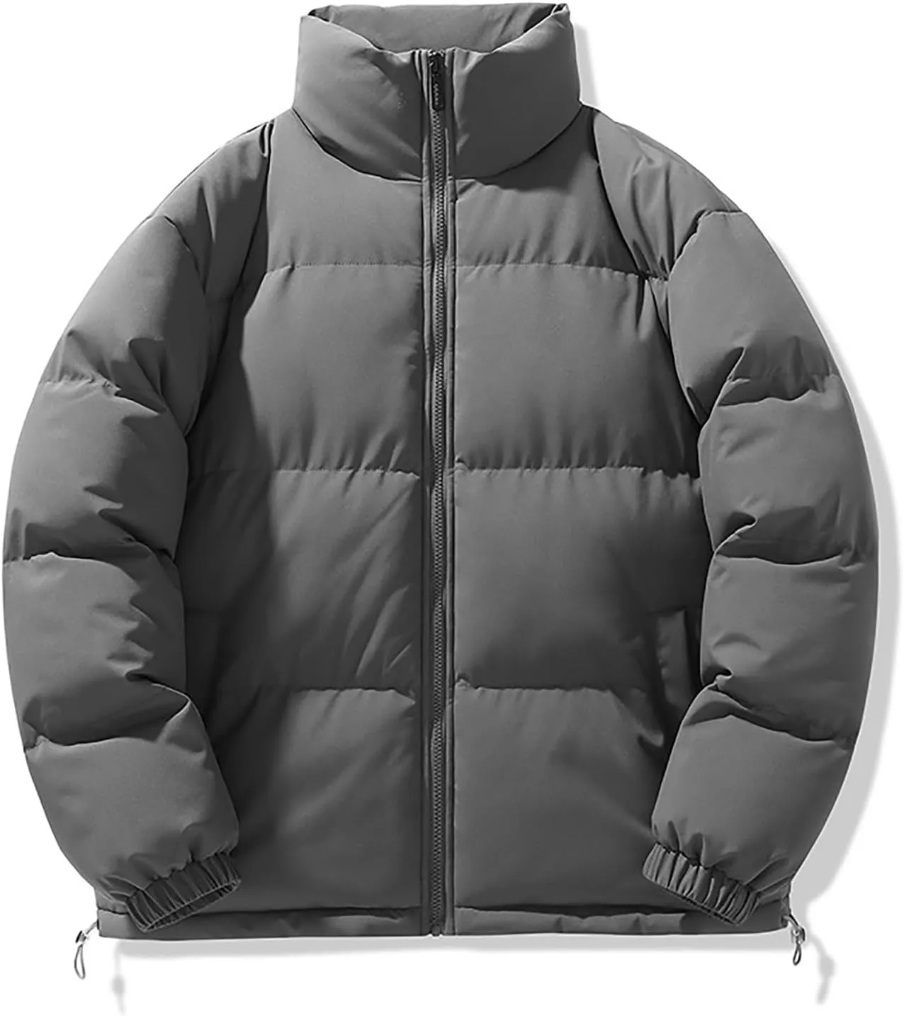 Mens Puffer Jacket Y2K Quilted Insulated Bomber Jacket Winter Full Zip Casual Coat Down Jacket Thick Windbreaker Coat