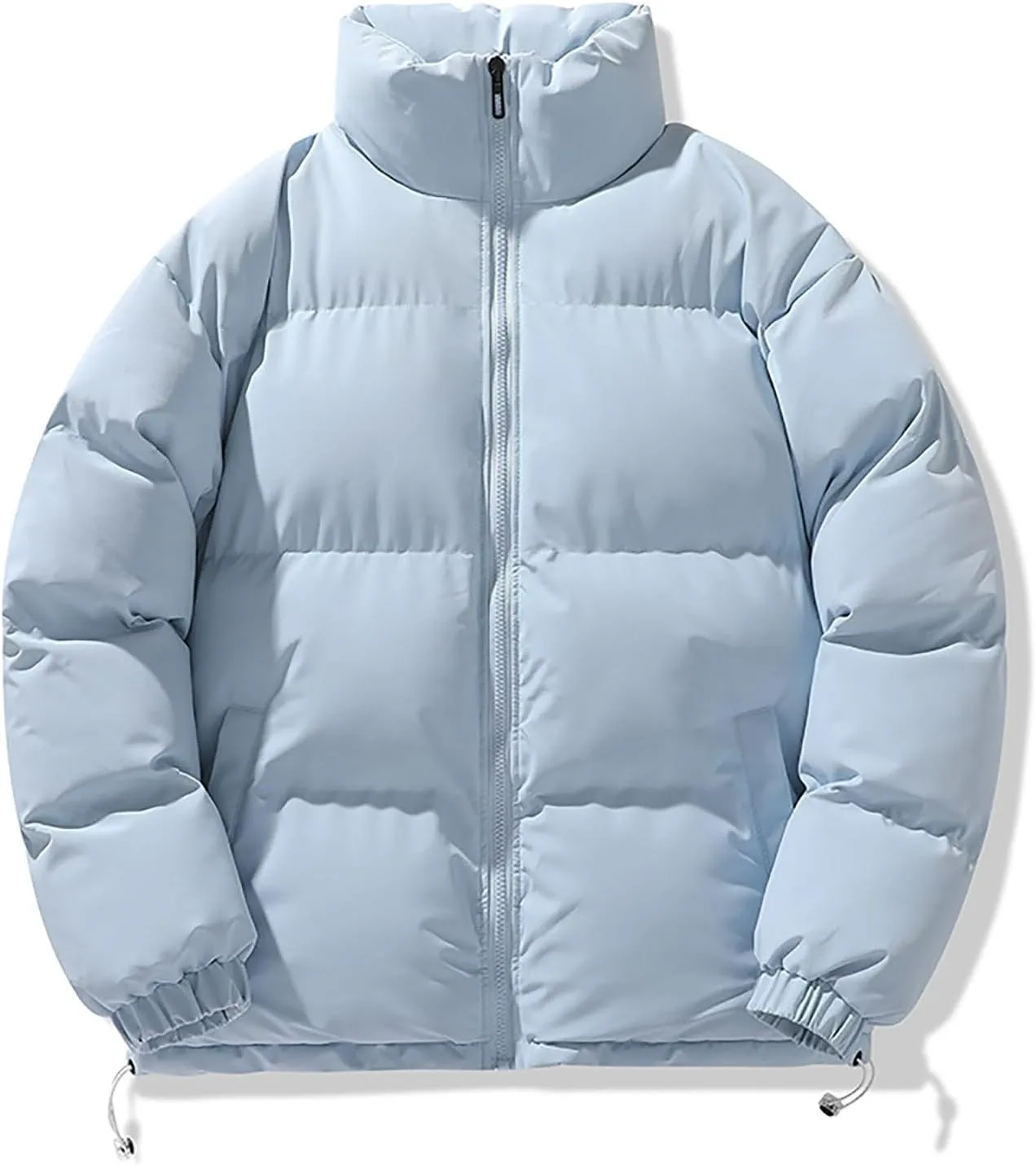 Mens Puffer Jacket Y2K Quilted Insulated Bomber Jacket Winter Full Zip Casual Coat Down Jacket Thick Windbreaker Coat