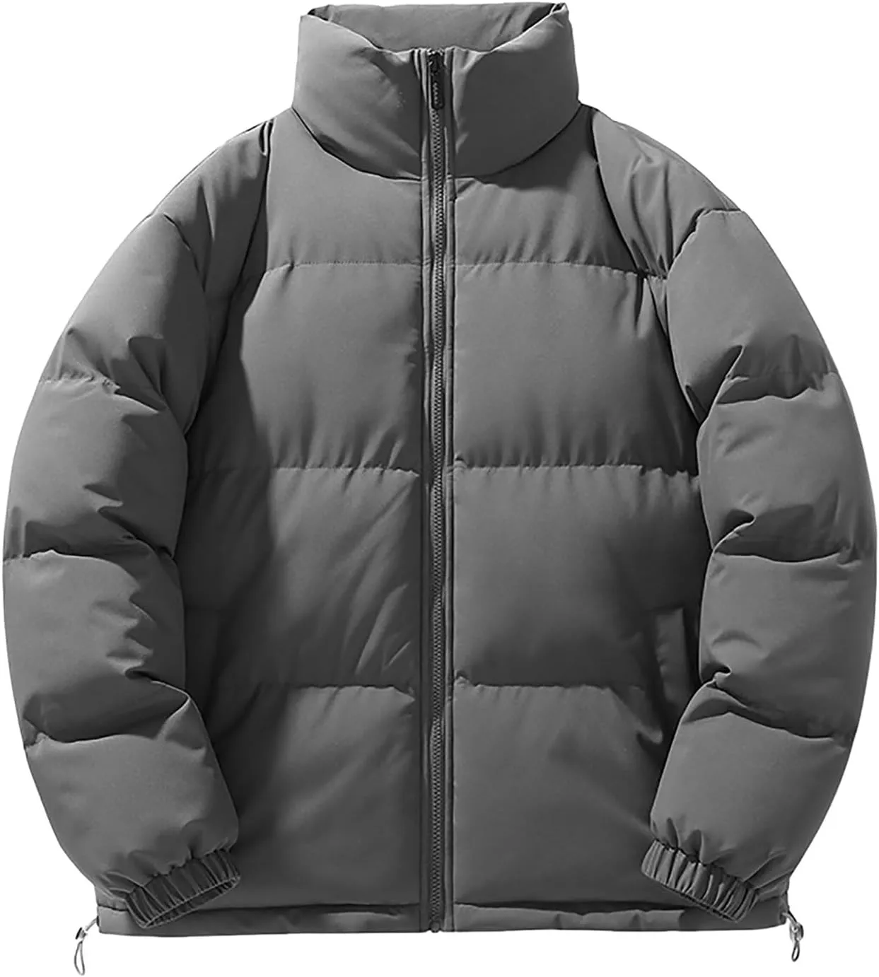 Mens Puffer Jacket Y2K Quilted Insulated Bomber Jacket Winter Full Zip Casual Coat Down Jacket Thick Windbreaker Coat