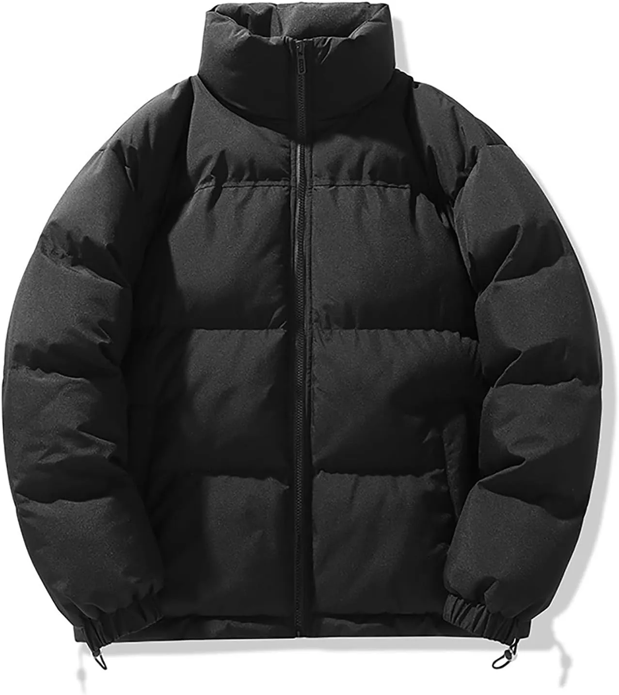 Mens Puffer Jacket Y2K Quilted Insulated Bomber Jacket Winter Full Zip Casual Coat Down Jacket Thick Windbreaker Coat