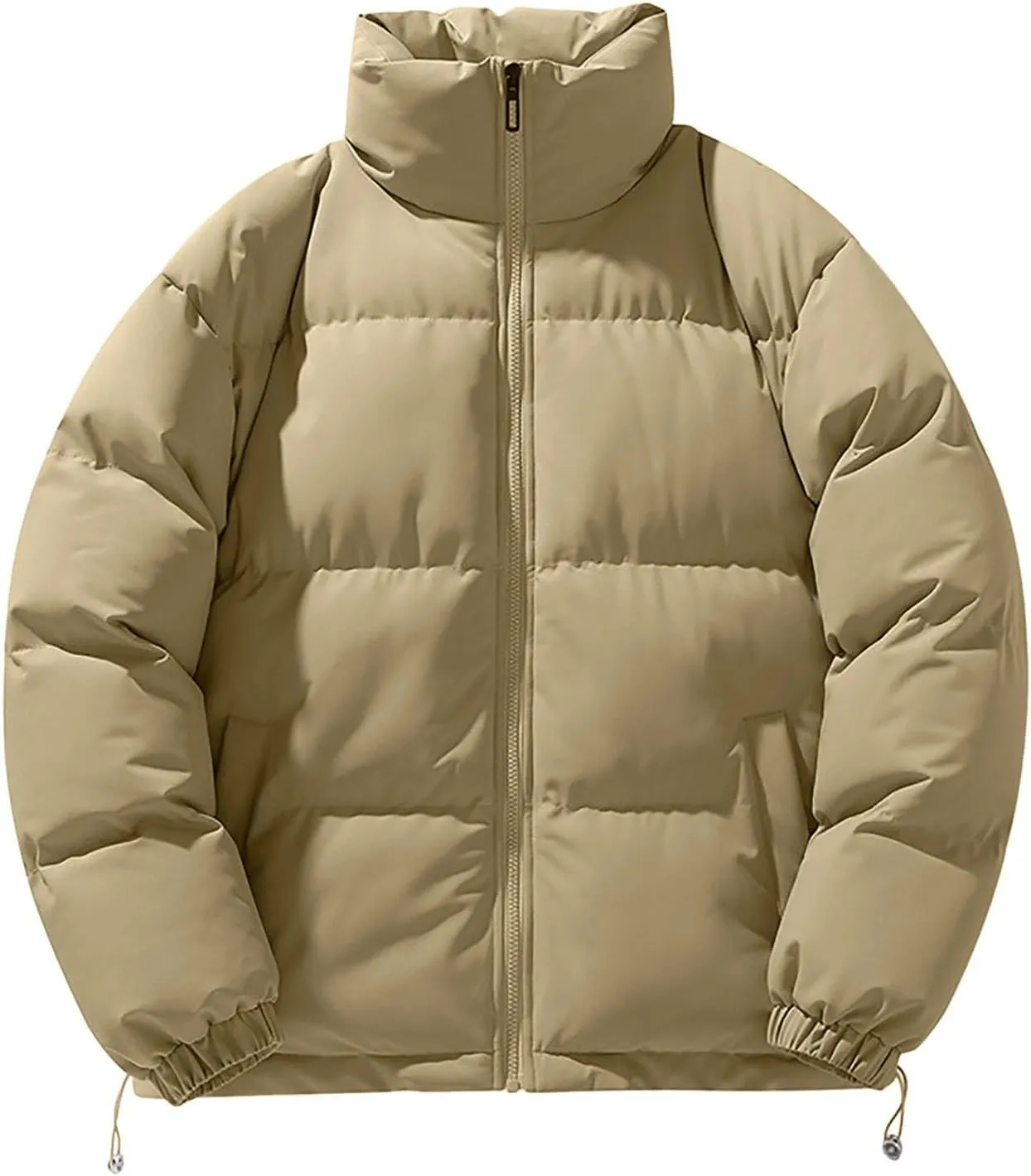 Mens Puffer Jacket Y2K Quilted Insulated Bomber Jacket Winter Full Zip Casual Coat Down Jacket Thick Windbreaker Coat