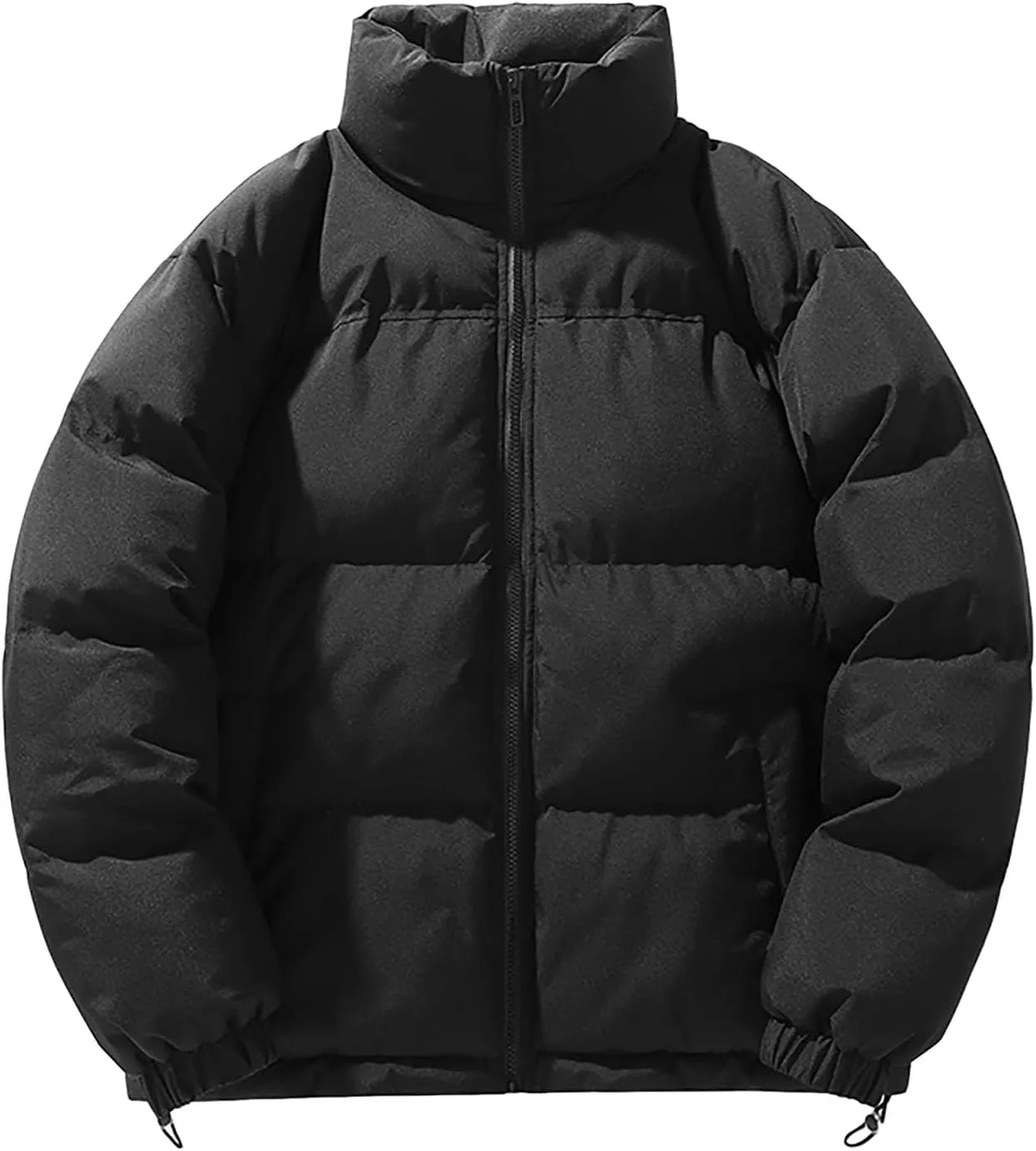 Mens Puffer Jacket Y2K Quilted Insulated Bomber Jacket Winter Full Zip Casual Coat Down Jacket Thick Windbreaker Coat