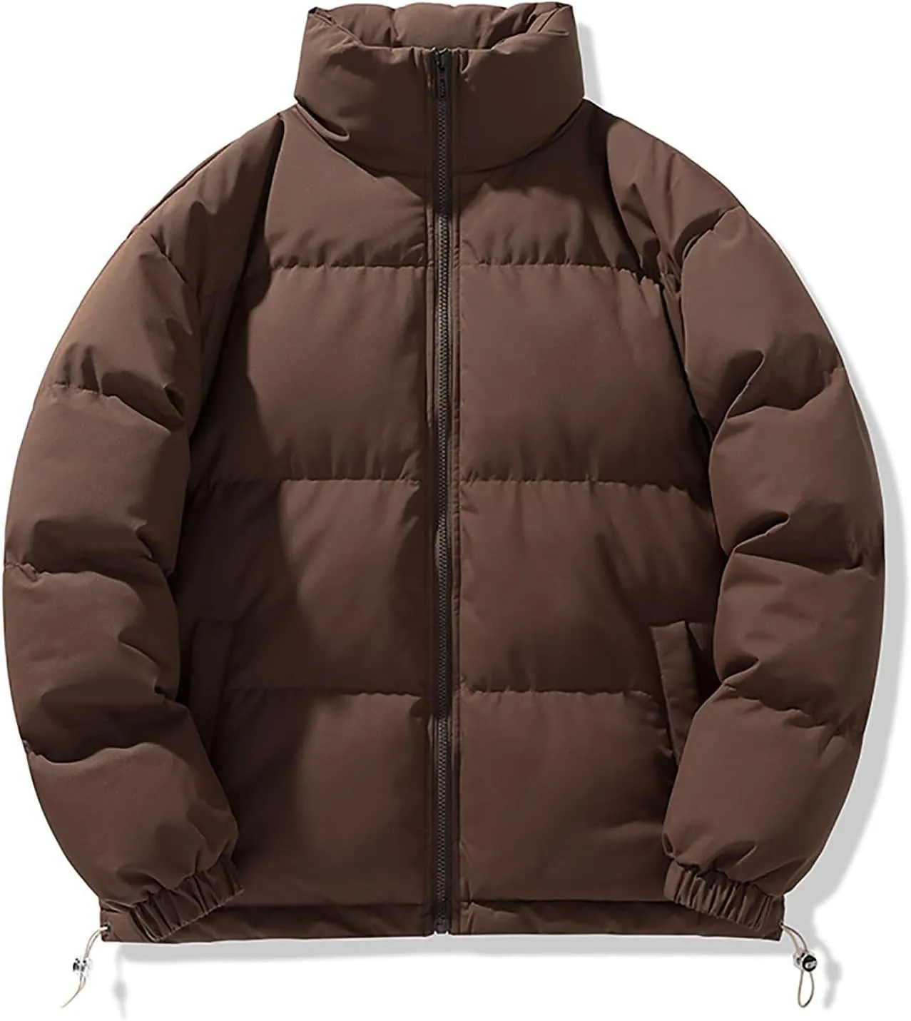Mens Puffer Jacket Y2K Quilted Insulated Bomber Jacket Winter Full Zip Casual Coat Down Jacket Thick Windbreaker Coat