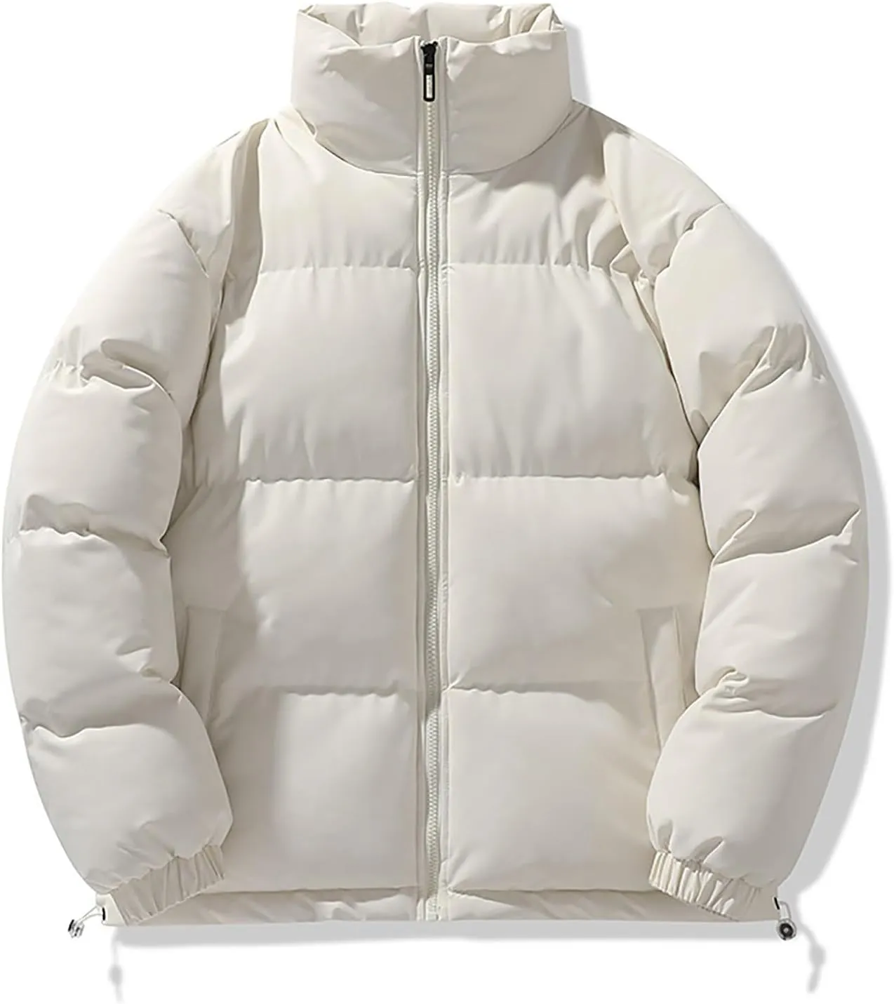 Mens Puffer Jacket Y2K Quilted Insulated Bomber Jacket Winter Full Zip Casual Coat Down Jacket Thick Windbreaker Coat