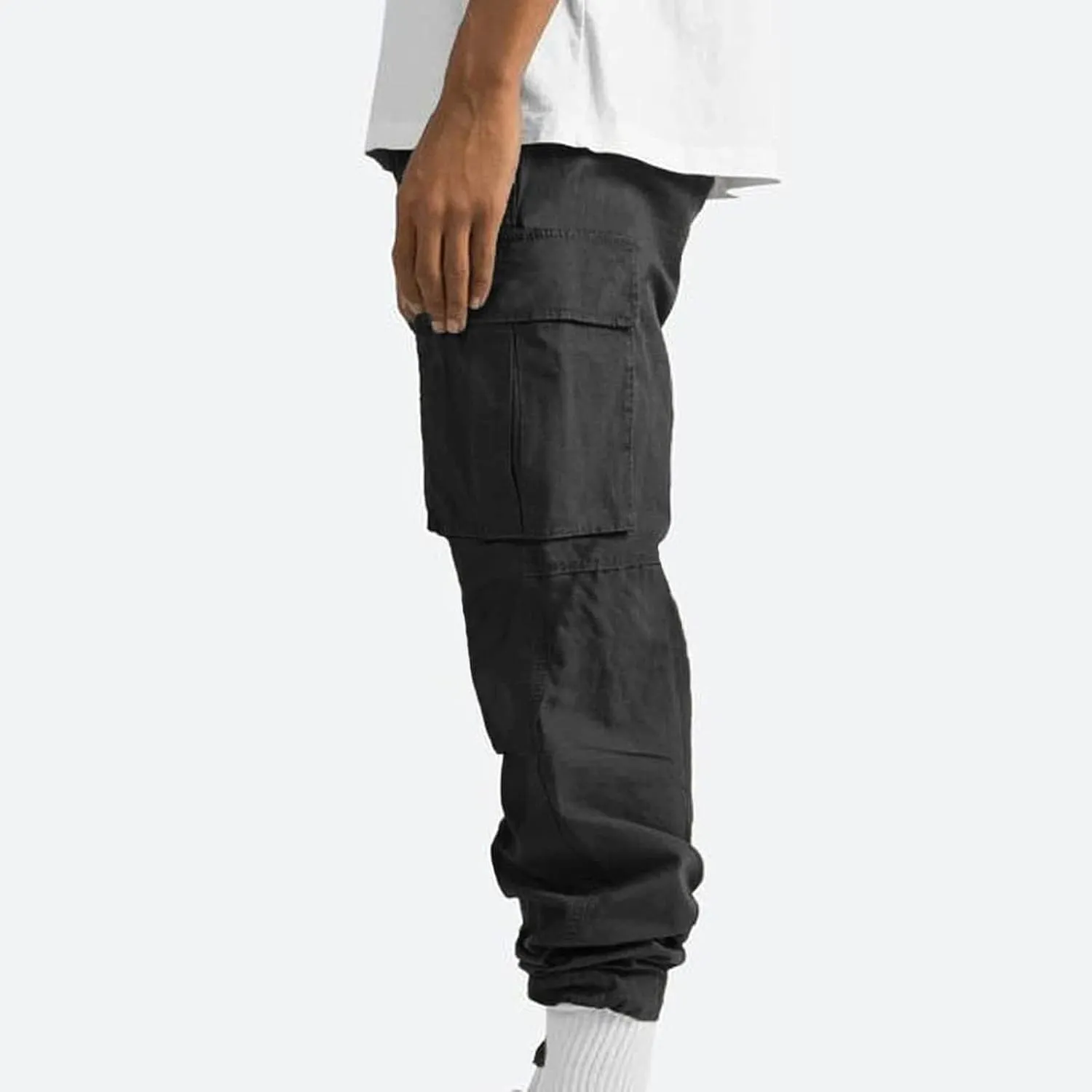 Mens Stylish Drawstring Cargo Jogger Pants Outdoor Fashion Athletic Joggers Pants Casual Straight Leg Track Pants