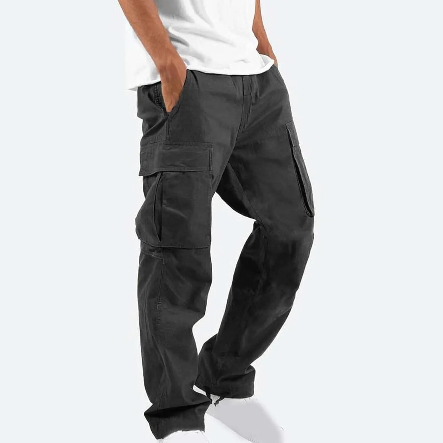 Mens Stylish Drawstring Cargo Jogger Pants Outdoor Fashion Athletic Joggers Pants Casual Straight Leg Track Pants