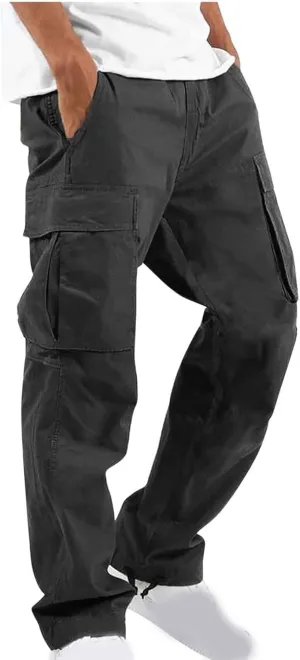 Mens Stylish Drawstring Cargo Jogger Pants Outdoor Fashion Athletic Joggers Pants Casual Straight Leg Track Pants