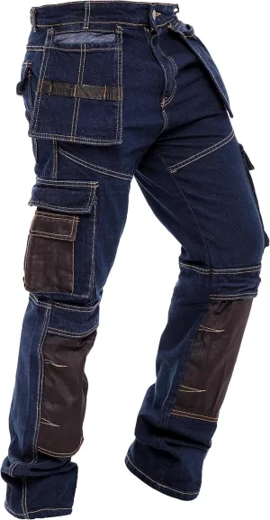 Mens Work Pants Tactical Utility Cargo Work Trousers Heavy Duty Construction Pants for Men Multi Pockets Denim Working Jeans