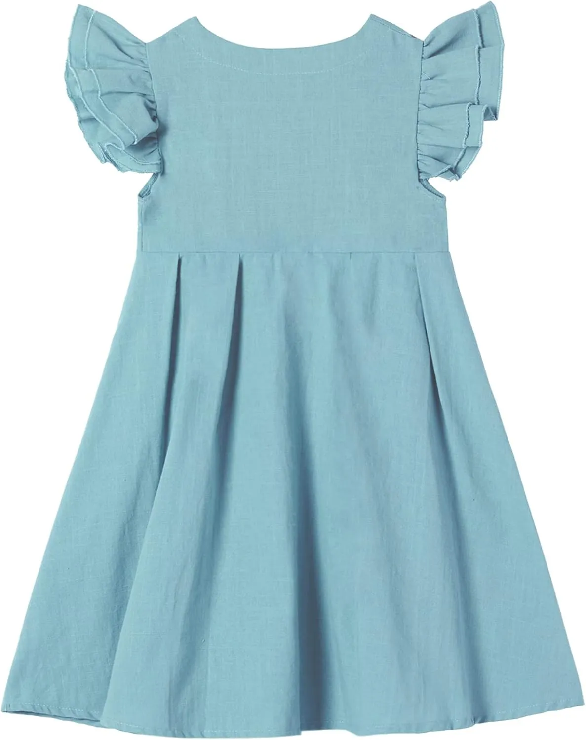 Niyage Girls Flutter Sleeve Dress Toddler Elegant Ruffle Button Down Casual Dresses