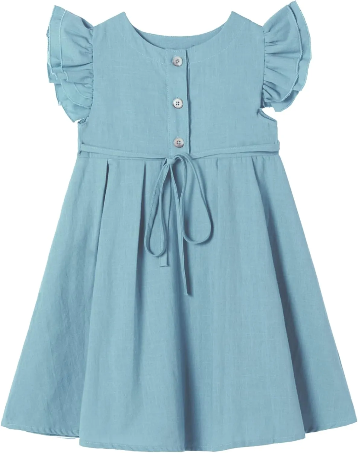 Niyage Girls Flutter Sleeve Dress Toddler Elegant Ruffle Button Down Casual Dresses